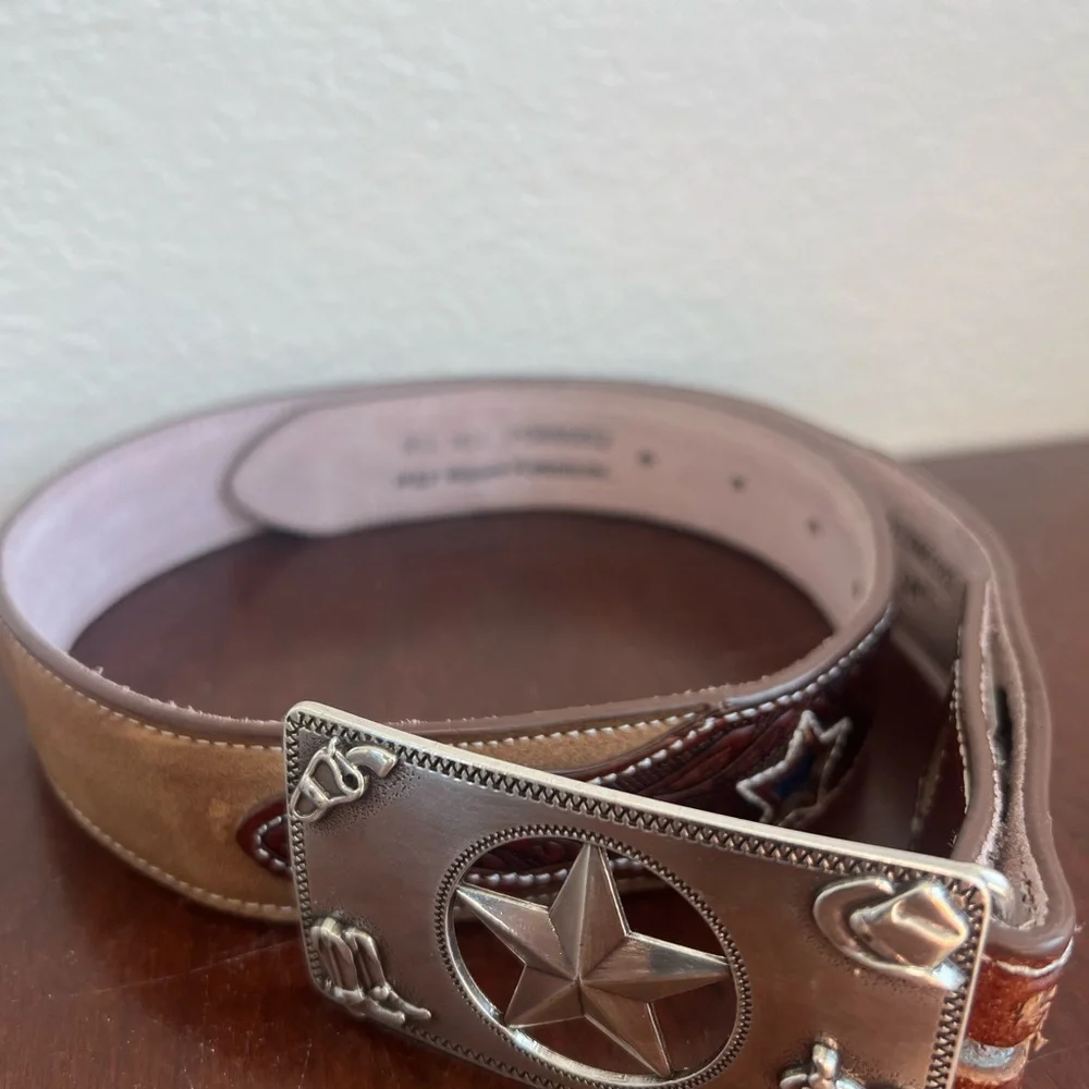 Brown Leather Belt with Star Buckle